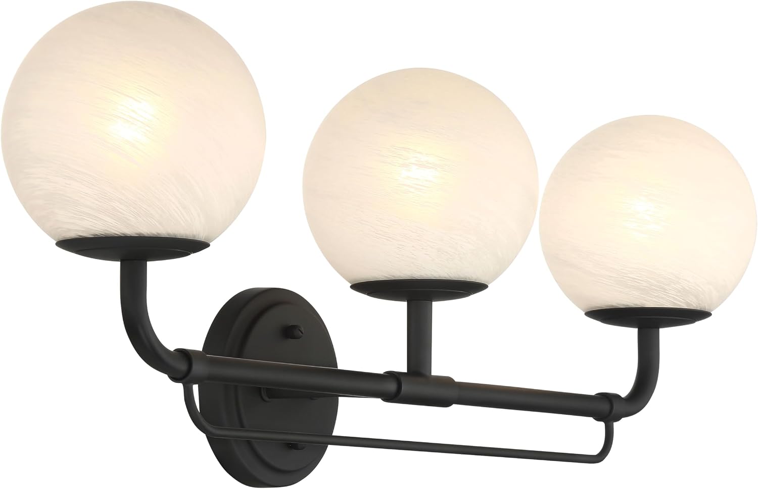 Minka Lavery 3793-899 Whitehall 3 Light 28' Wide Bathroom Vanity Light - Dark Matte Black with Etched Alabaster Glass