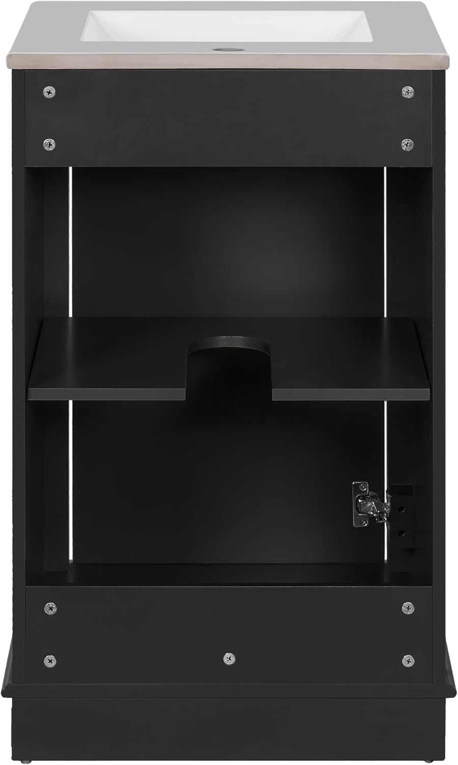 Merax 20' Narrow Bathroom Vanity with Ceramic Sink, Freetanding Modern Single Vanity Set with Soft Closing Door and Adjustable Shelf (Black)