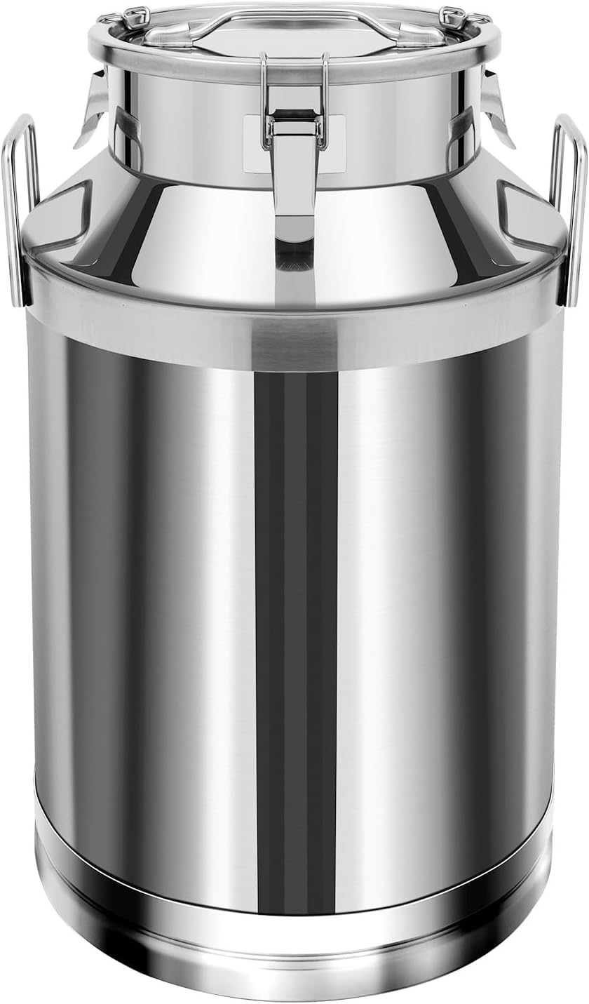 60L Stainless Steel Milk Can Pail Bucket Barrel Canister, Heavy Duty Stainless Steel Milk Can, 1MM Thickness Jug Universal Airtight Metal Ice Bucket with Lid for Storing Oil & Water