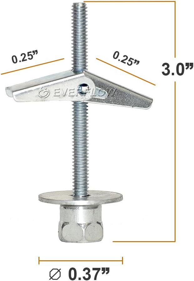 Everflow Sammys 8064925-75 SST 30 3/8 Inch Screw Vertically Threaded Rod Anchor Designed for Drywall or Prestressed Concrete, Steel, Zinc, Corrosion Resistance, 1/4 x 3 Inch Screw Length (Pack of 75)