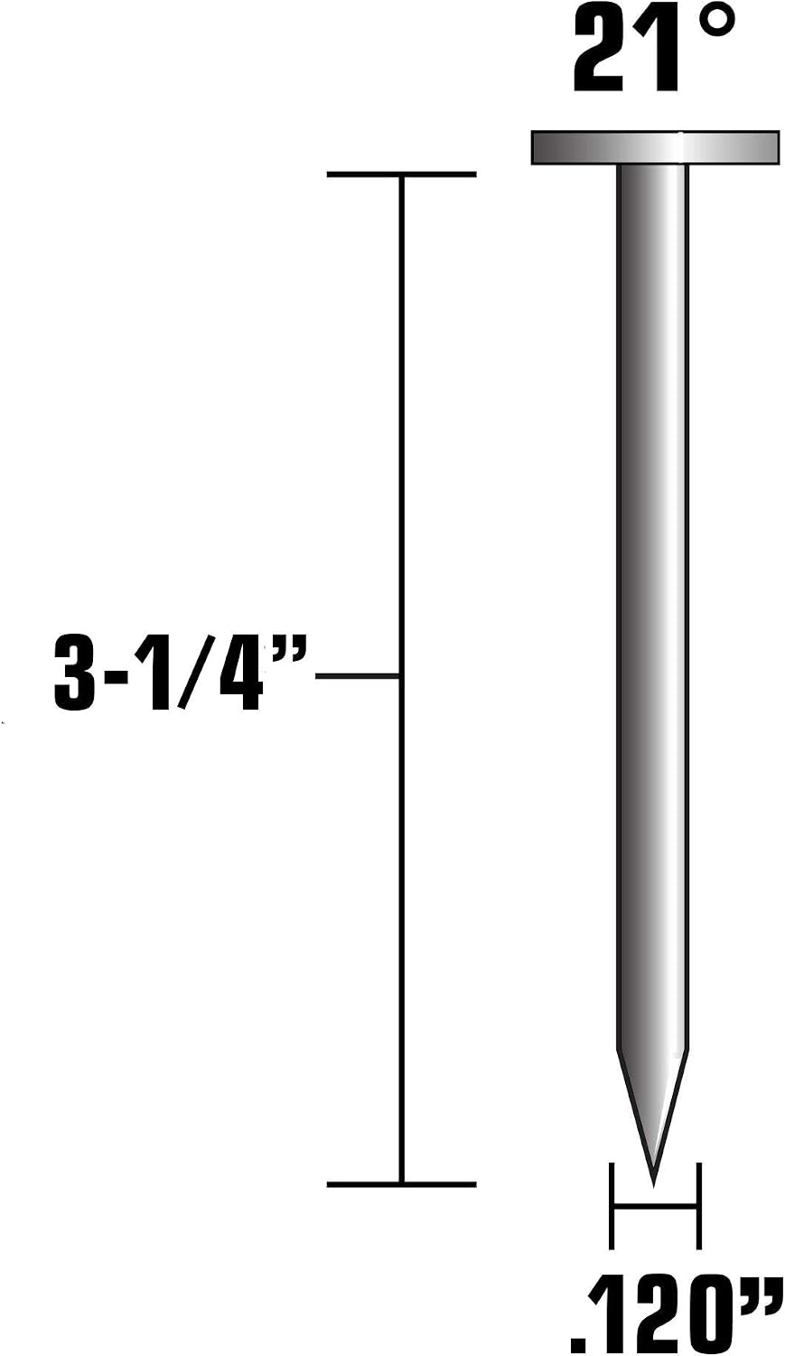 Metabo HPT Framing Nails | 3-1/4 In. x .120 | 21 Degree | Full Round Head | Hot Dipped Galvanized | Screw Shank | 4,000 Count | 10166HPT