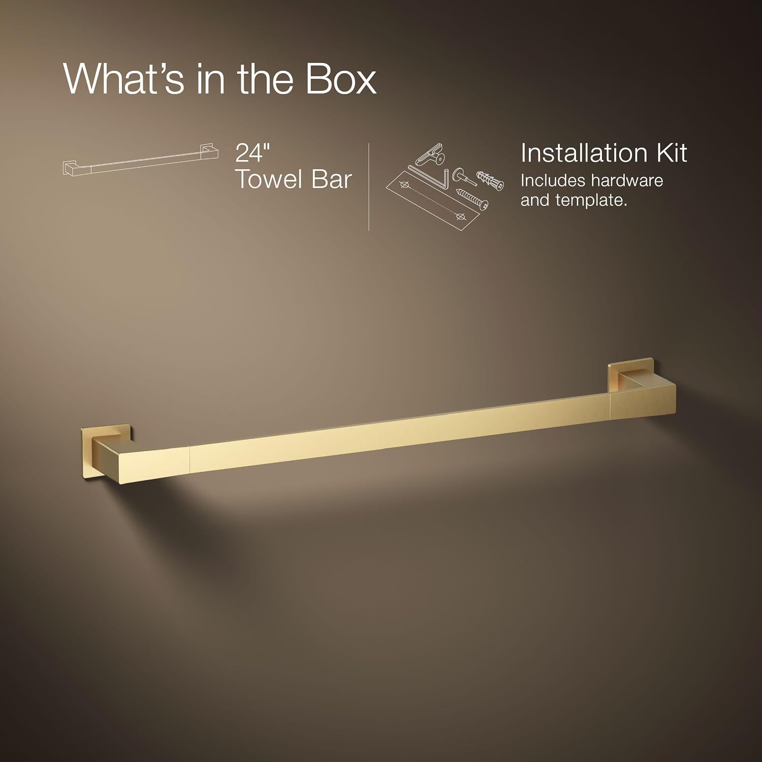 Kohler 26634-2MB Honesty® 24' Towel bar, Vibrant Brushed Moderne Brass