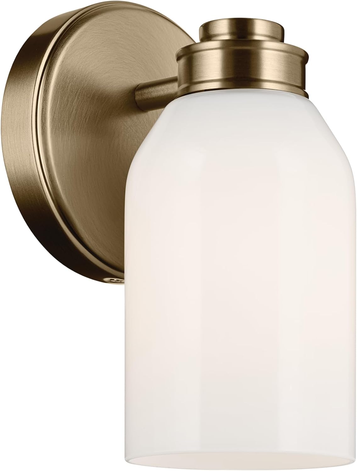 Kichler Shae 5' 1-Light Wall Sconce Bathroom Vanity Light Fixture with White Opal Glass in Champagne Bronze, Modern Style for Vanity Mirror, Fireplace, Hallway (8.25' H x 5' W), 55200CPZ