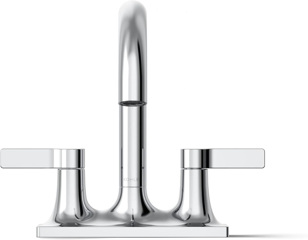 KOHLER K-28124-4-CP Venza® Centerset Bathroom Sink Faucet, 3-Hole, 1.2 GPM, Easy Installation, Corrosion Resistant, Polished Chrome