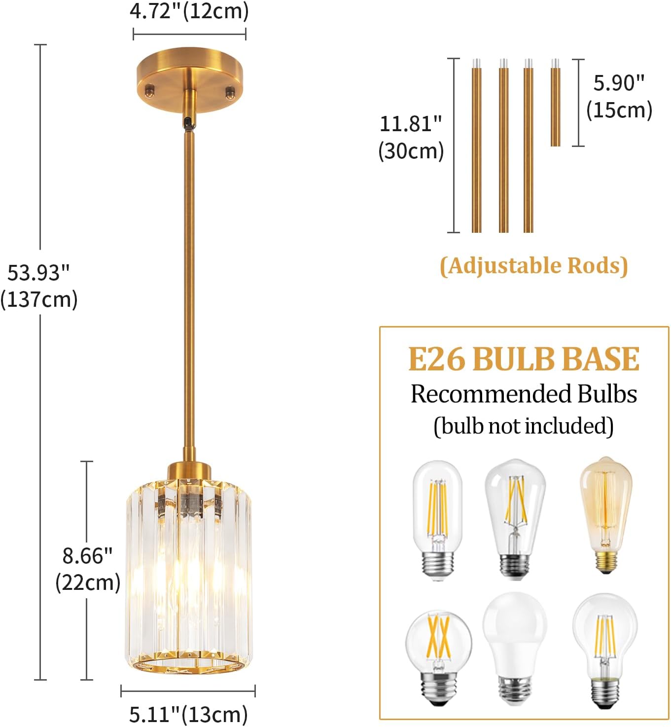 3 Pack Brushed Gold Pendant Lights Kitchen Island, Modern Crystal Pendant Lighting Over Island Kitchen Light Fixtures Hallway Ceiling Lights Adjustable Hanging Pendant Light for Bathroom Foyer
