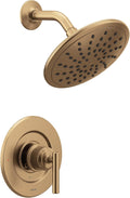 Moen Gibson Bronzed Gold Posi-Temp Pressure Balancing Modern Shower Trim with 8-Inch Rain Shower Head, Valve Required, T3002EPBZG