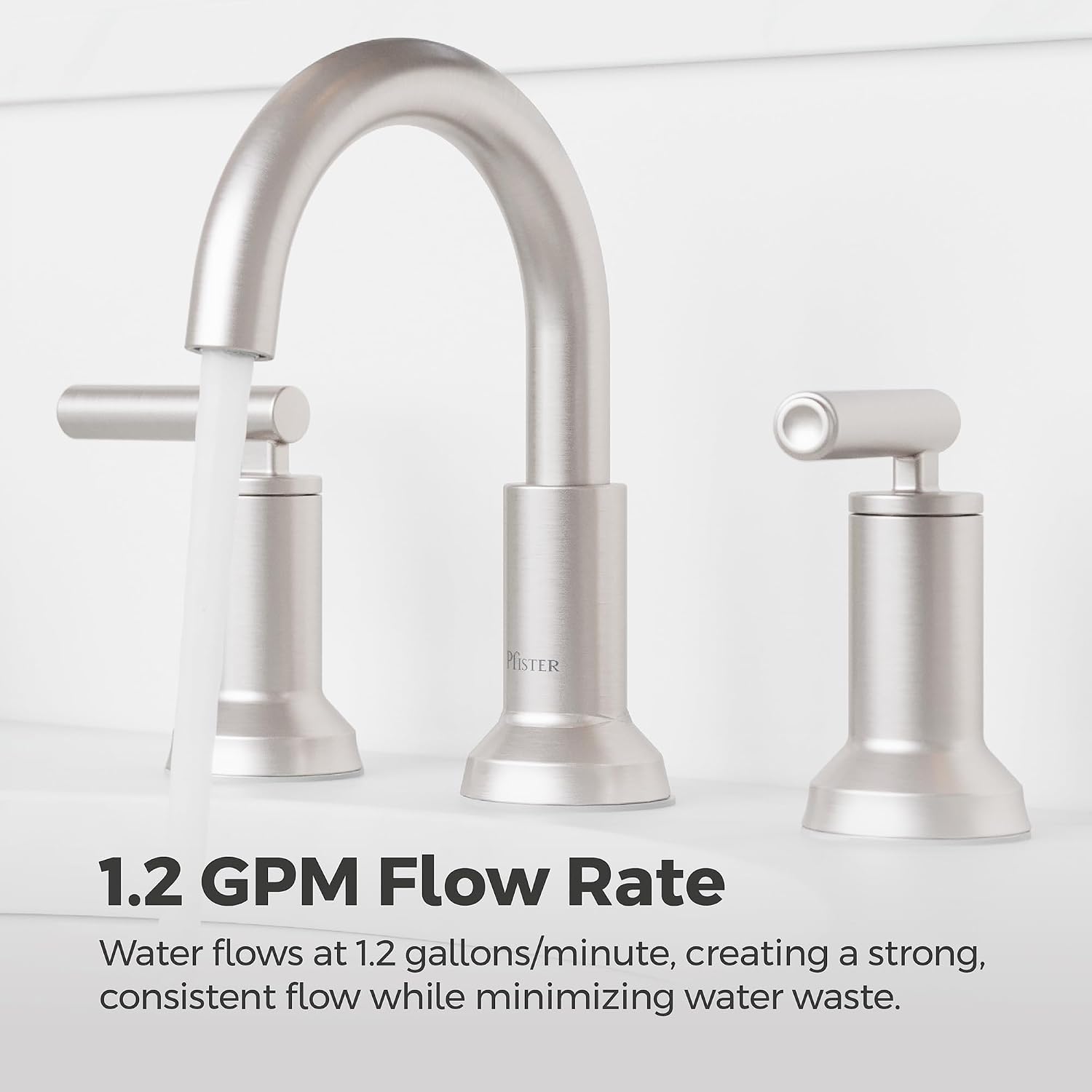 Pfister Capistrano Widespread Bathroom Sink Faucet 2 Handle 3 Hole Brushed Nickel Vanity Faucet with Push & Seal Drain TiteSeal Mount NSF Certified Bath Fixture LF049CSOGS