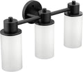 Moen Matte Black Iso 3-Light Dual-Mount Bath Bathroom Vanity Fixture with Frosted Glass, DN0763BL