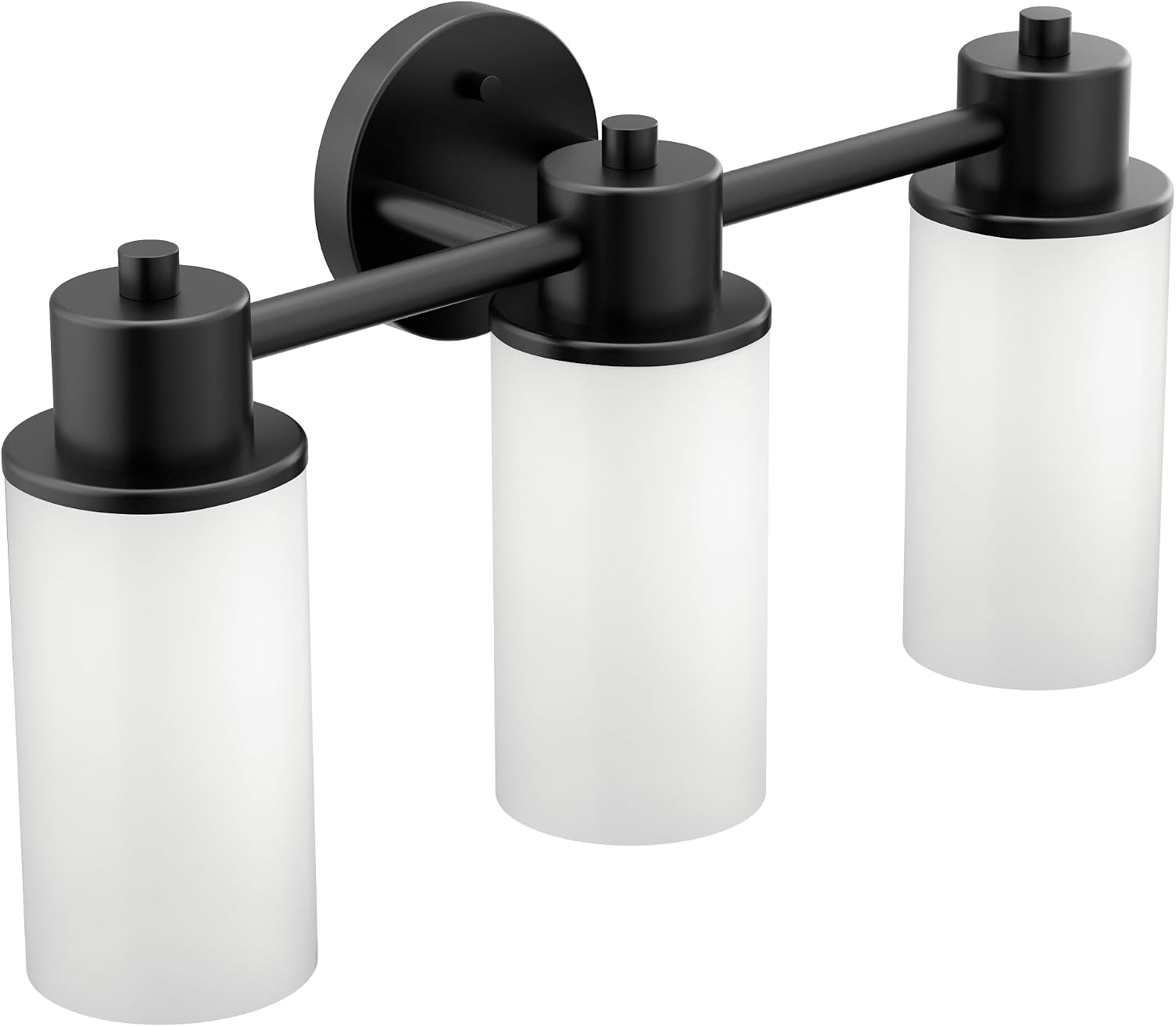 Moen Matte Black Iso 3-Light Dual-Mount Bath Bathroom Vanity Fixture with Frosted Glass, DN0763BL