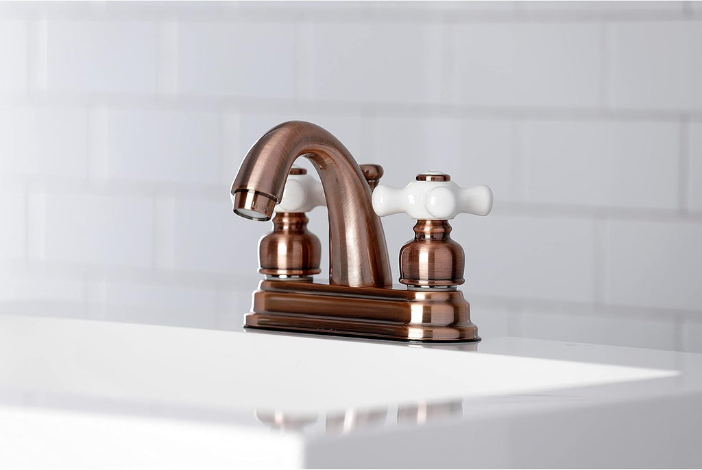 Kingston Brass KB561PXAC Restoration 4 in. Centerset Bathroom Faucet, Antique Copper