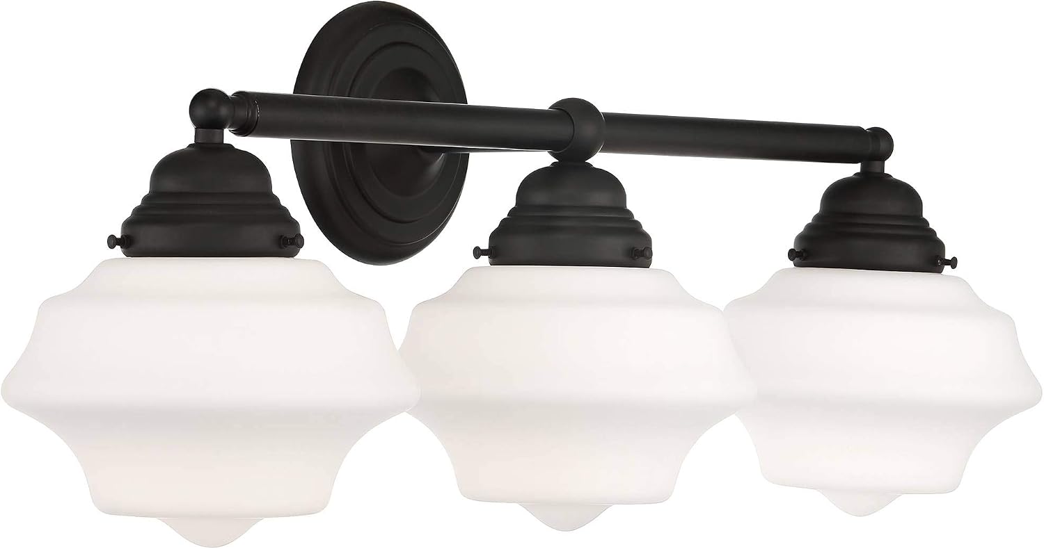 Possini Euro Design Astrid Modern Wall Light Black Metal Hardwired 27 1/4' 3-Light Fixture Opal White Glass Shade for Bedroom Bedside Bathroom Vanity Living Room Hallway Dining House Home Kitchen