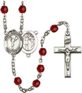 Bonyak Jewelry St. Sebastian/Cheerleading Silver-Plated Rosary - Every Birth Month Color and More