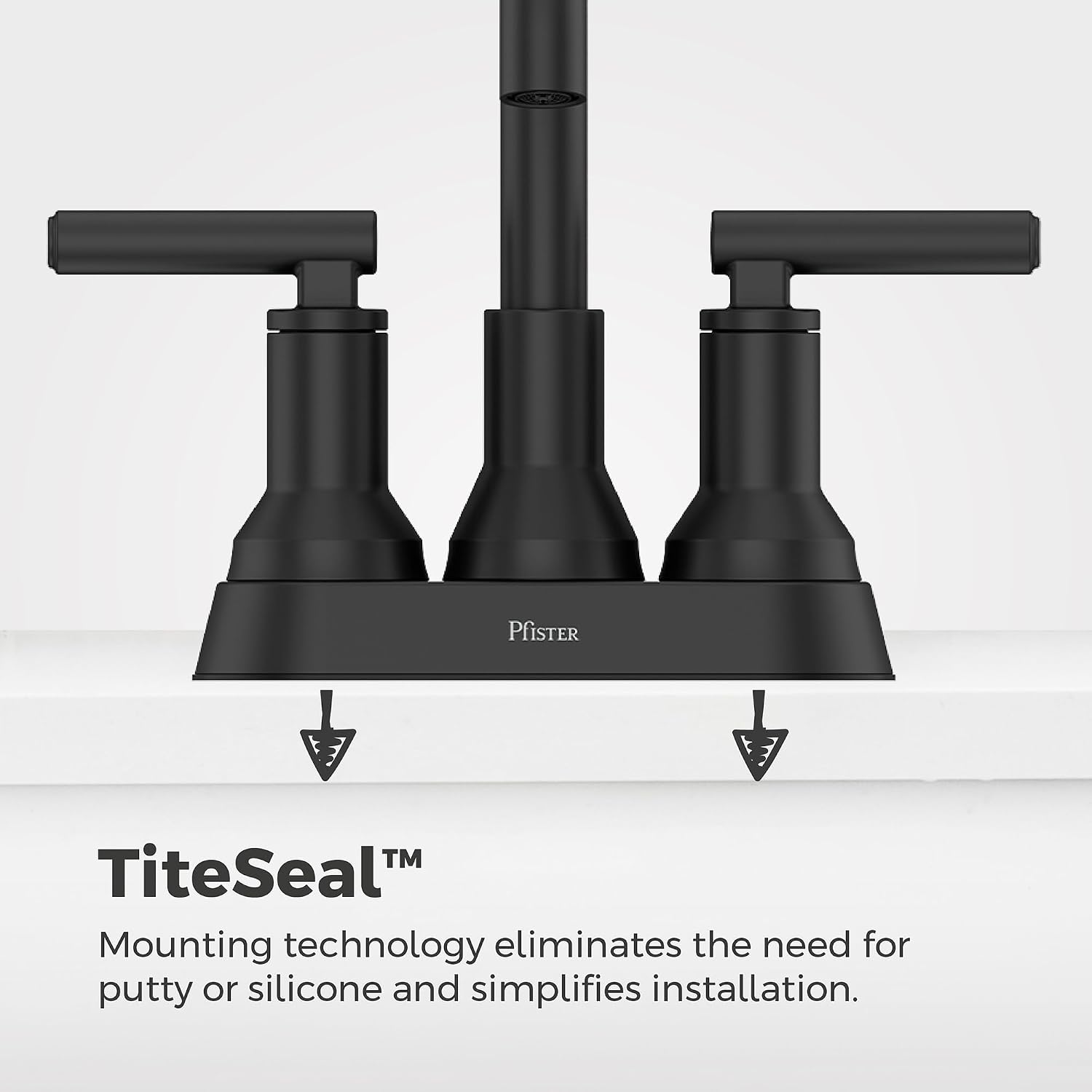 Pfister Capistrano 4 in Centerset 3-Hole Matte Black Bathroom Sink Faucet with 2-Handle Push & Seal Drain Technology WaterSense NSF Certified Vanity Faucet LF048CSOSDB