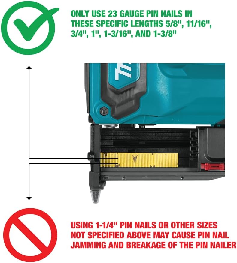 Makita XTP02Z-R 18V LXT Lithium-Ion Cordless 23 Gauge Pin Nailer (Tool Only) (Renewed)