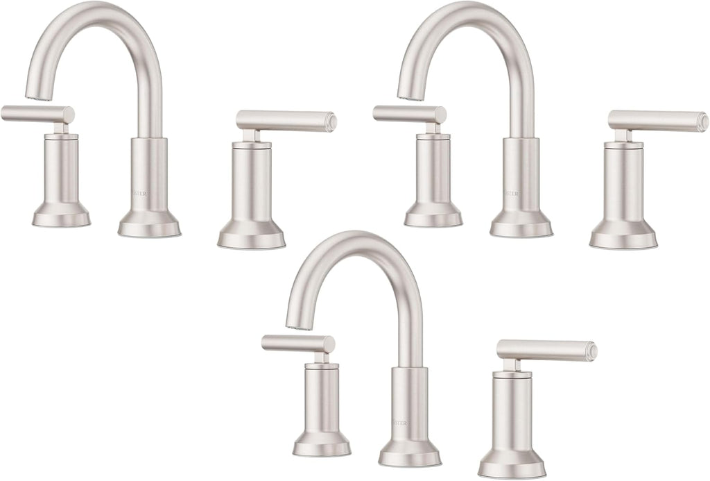 Pfister Capistrano Bathroom Sink Faucet, 8-Inch Widespread, 2-Handle, 3-Hole, NSF Certified, Spot Defense Brushed Nickel Finish, LF049CSOGS | (Pack of 3)