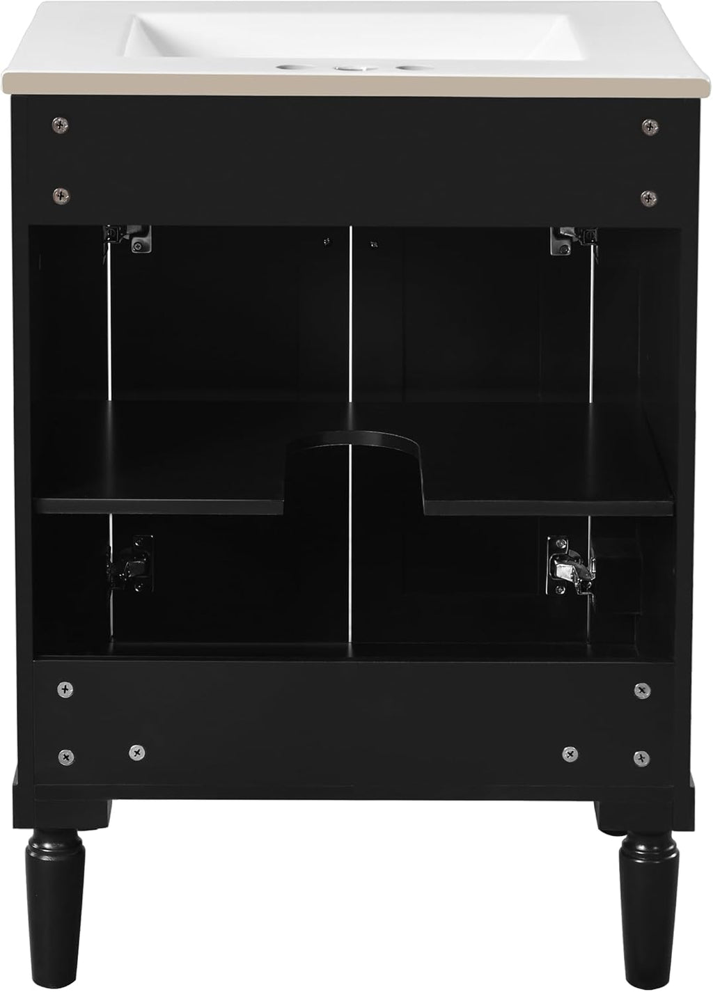 Virubi 24 Inch Bathroom Vanity with Single Sink Combo Set, Modern Bathroom Storage Cabinet with Double Soft Closing Doors, Solid Wood Frame Bathroom Vanities. (Dark Black)