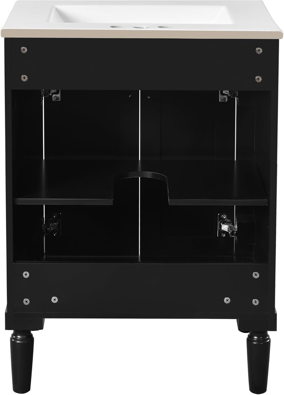 Virubi 24 Inch Bathroom Vanity with Single Sink Combo Set, Modern Bathroom Storage Cabinet with Double Soft Closing Doors, Solid Wood Frame Bathroom Vanities. (Dark Black)