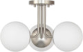 3 Light Semi Flush Mount Ceiling Light Fixture Brushed Nickel, Modern Globe Chandelier, Sputnik Farmhouse Lighting for Kitchen Bedroom Bathroom Living Room Corridor Laundry Room Bar …
