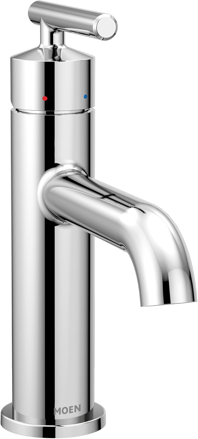 Moen Gibson One-Handle Single Hole Modern Bathroom Sink Faucet with Optional Deckplate, Chrome, 6145