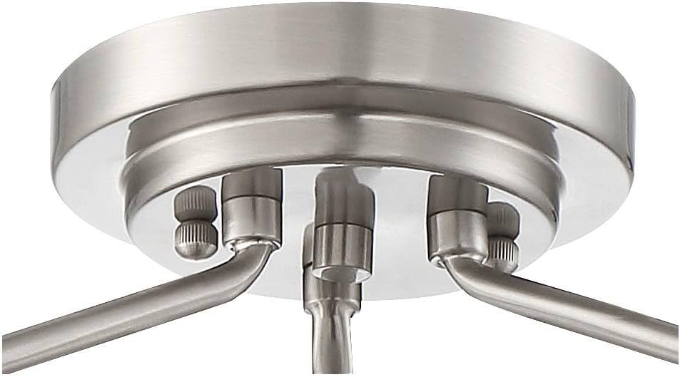 Possini Euro Design Bellis Modern Industrial Close to Ceiling Light Semi Flush Mount Fixture 14 1/2' Wide 3-Light Brushed Nickel Clear Glass Shade Bedroom Hallway Living Room Dining Room Bathroom