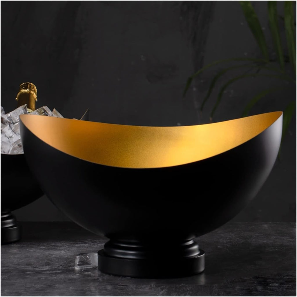 Ice Bucket Champagne Bucket Ice Buckets - Ice Buckets for Parties, Stainless Steel Champagne Basin Creative Black Gold Champagne Bucket Beer Ice Wine Basin Ice Bucket Beverage Tub (Color : 1)