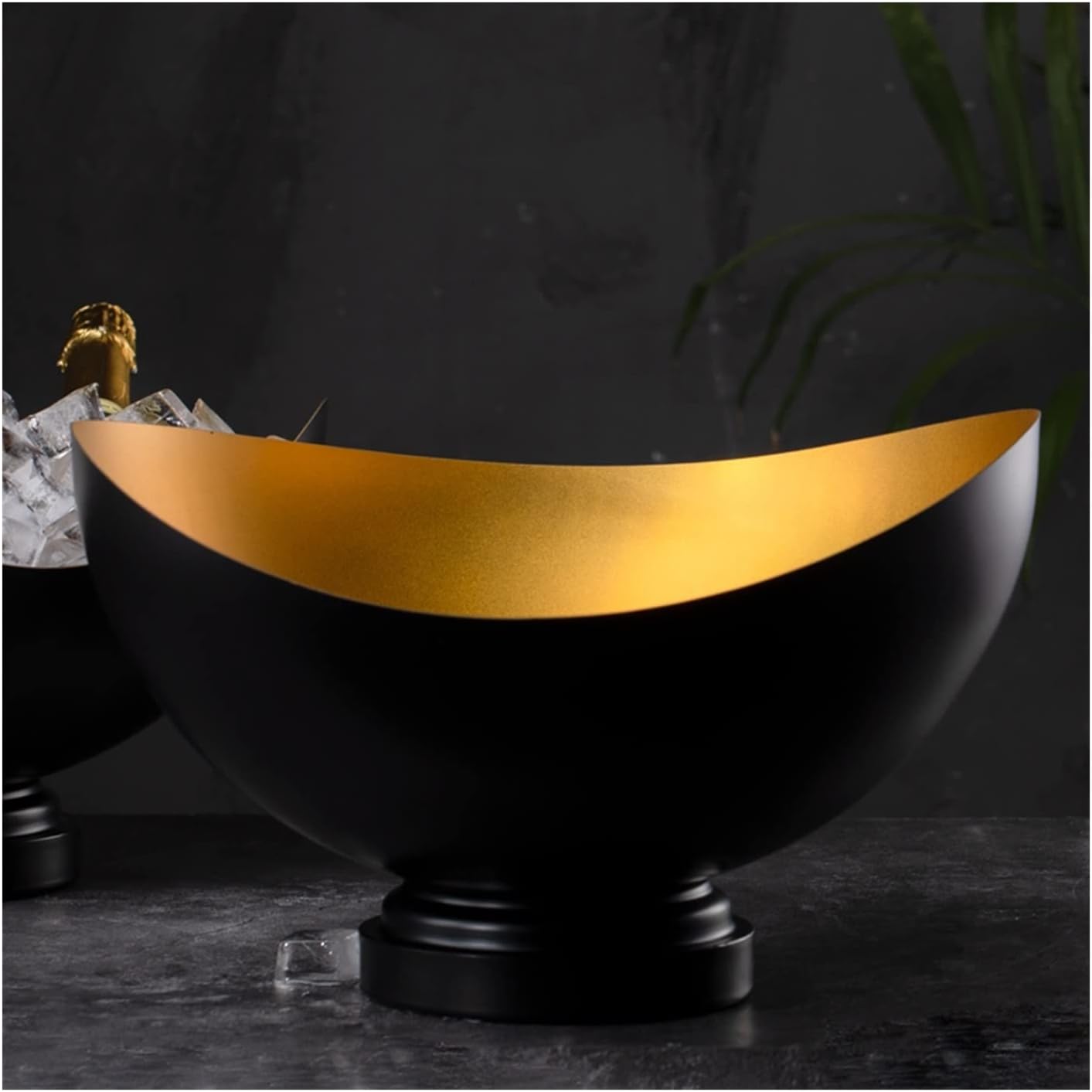 Ice Bucket Ice Bucket - Ice Bucket for Parties, Stainless Steel Champagne Basin, Creative Black Gold Champagne Bucket, Beer Ice Wine Basin, Ice Bucket Insulated (Color : B)