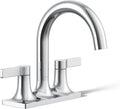 KOHLER K-28124-4-CP Venza® Centerset Bathroom Sink Faucet, 3-Hole, 1.2 GPM, Easy Installation, Corrosion Resistant, Polished Chrome