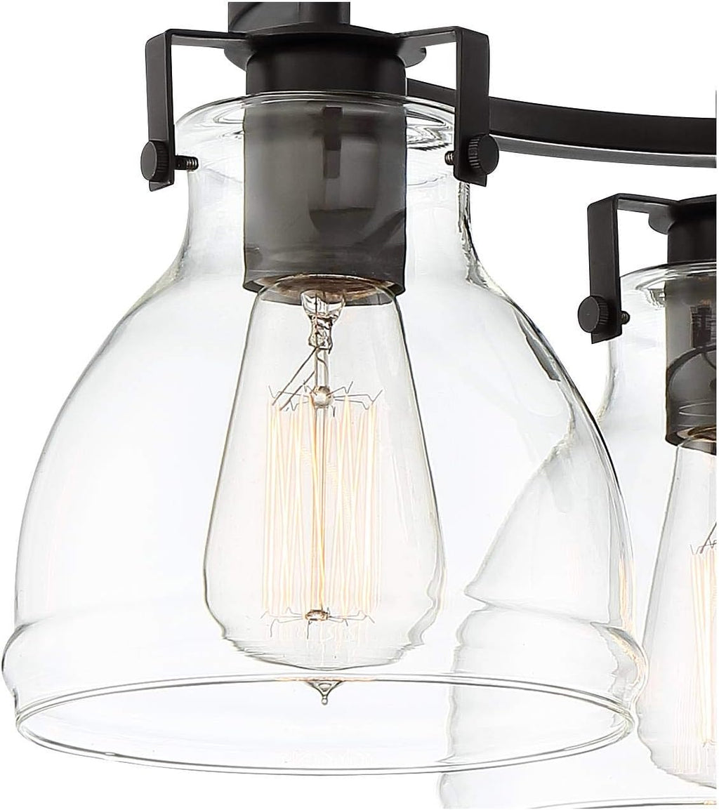 Possini Euro Design Bellis Industrial Rustic Farmhouse Ceiling Light Semi Flush-Mount Fixture 14 1/2' Wide Bronze 3-Light Clear Glass Shade for Bedroom Kitchen Living Room Hallway Dining Room House