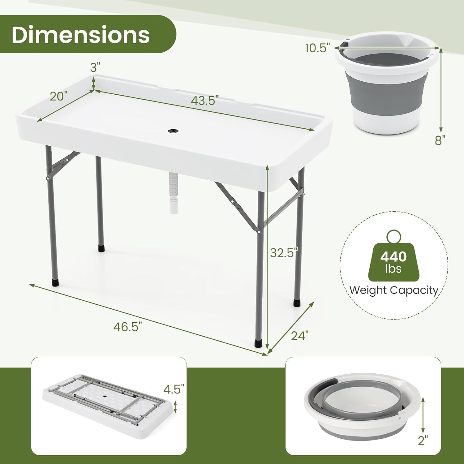 KOTEK Folding Ice Cooler Table, 4 FT Portable Ice Table with Drain, Matching Skirt & Foldable Bucket, Buffet Beverage Server for Party, Picnic, Camping