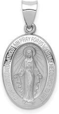 14k Gold Virgin Mary Miraculous Medal Pendant - Oval Mother Mary Necklace Charm with Sacred Words - Handcrafted Religious Jewelry Made in USA - Traditional Catholic Design