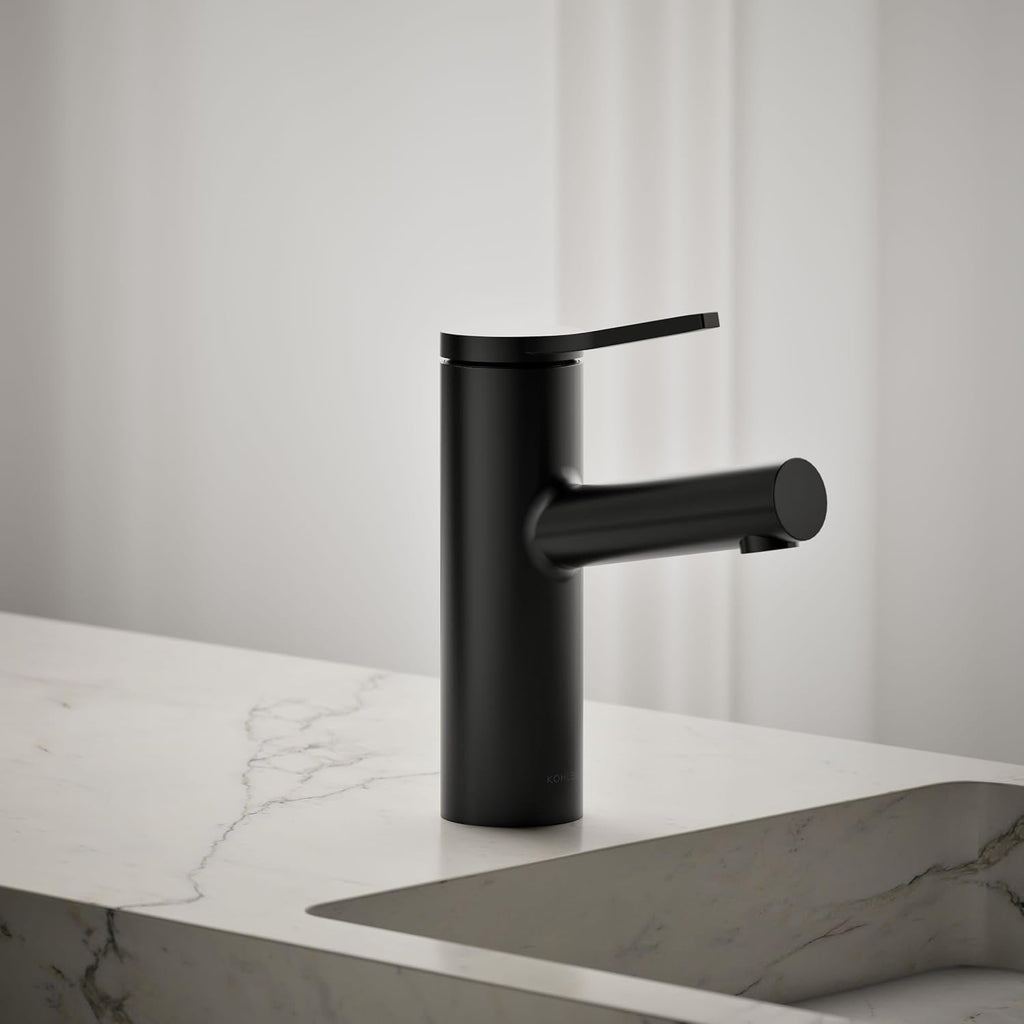KOHLER K-35048-4N-BL Elate® Single-Handle Bathroom Sink Faucet, Single-Handle Bathroom Sink Faucets, 0.5 GPM, Matte Black