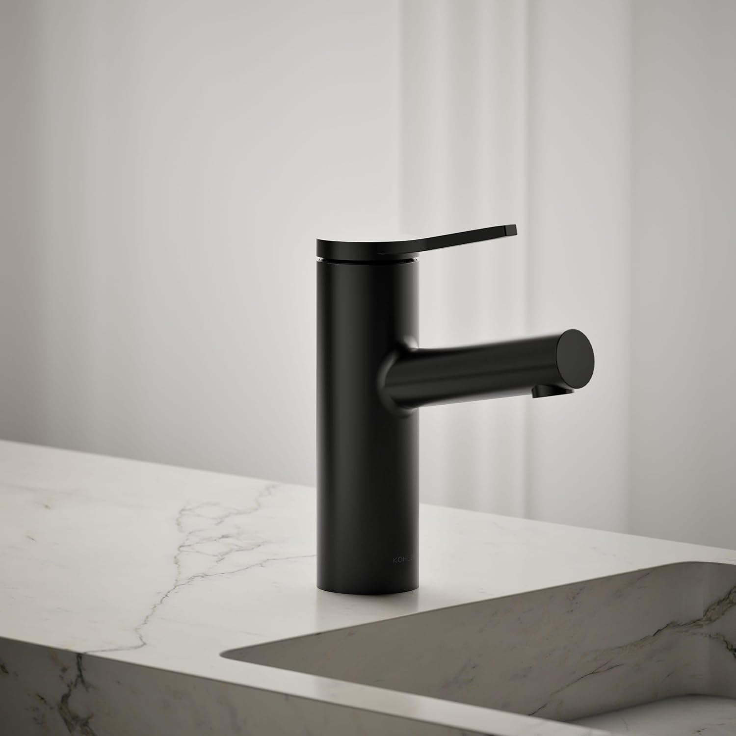 KOHLER K-35048-4N-BL Elate® Single-Handle Bathroom Sink Faucet, Single-Handle Bathroom Sink Faucets, 0.5 GPM, Matte Black