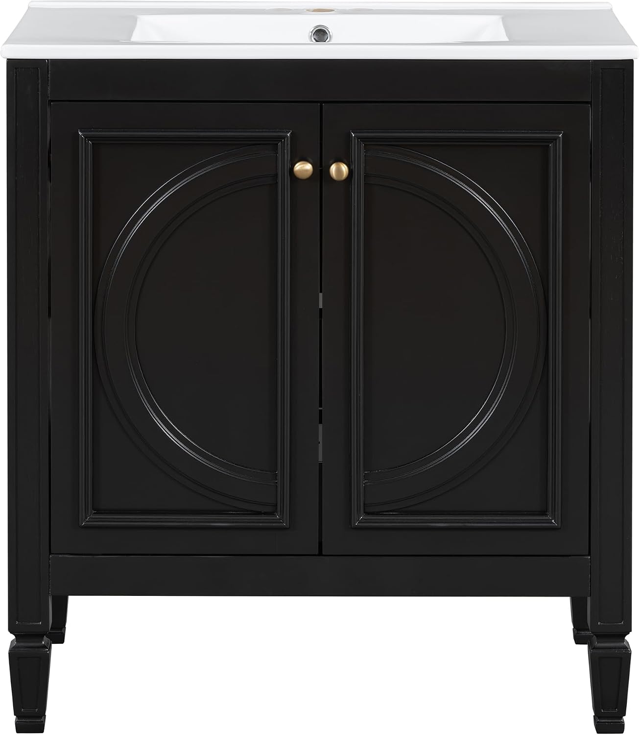 60 Inch Black Bathroom Vanity with Double Sink,Vintage Bathroom Double Vanity with Adjustable Shelves,Soft Closing Doors with Organizers,Hidden Sliding Tray,Solid Rubber Wood Frame(2 * 30 Inch)