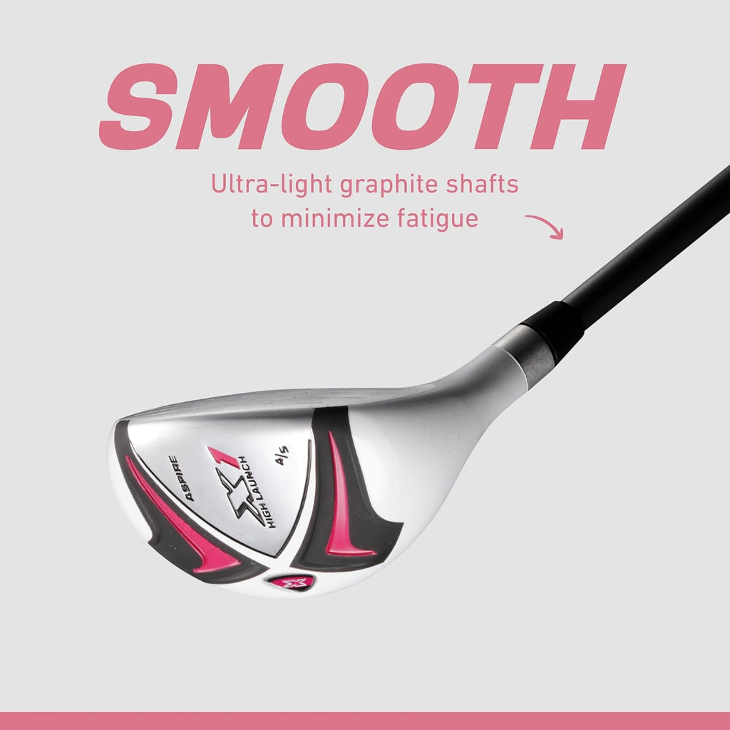 Aspire X1 Womens Golf Clubs Full Set – Driver, Fairway, Hybrid, 6-PW Irons, Putter, Stand Bag & Headcovers - Graphite Shafts - Right Handed