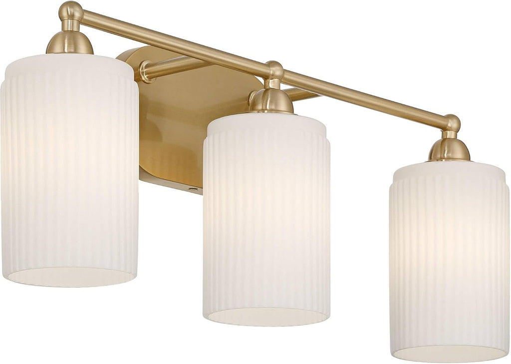 360 Lighting David 22' Wide Soft Gold and Fluted Glass 3-Light Bath Light