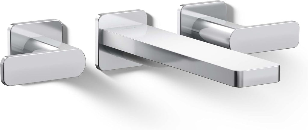 Kohler T23491-4-CP Parallel Two-Handle Wall Mount Bath Faucet Trim with Lever Handles, Polished Chrome
