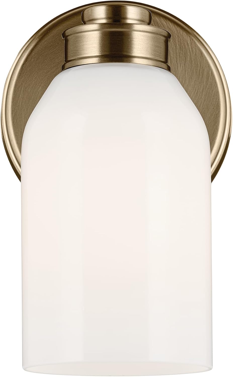 Kichler Shae 5' 1-Light Wall Sconce Bathroom Vanity Light Fixture with White Opal Glass in Champagne Bronze, Modern Style for Vanity Mirror, Fireplace, Hallway (8.25' H x 5' W), 55200CPZ