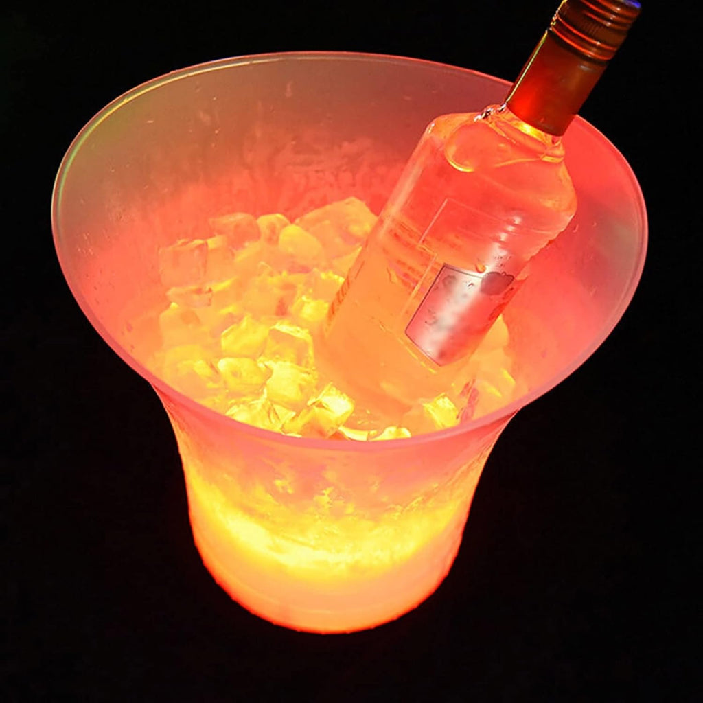Ice Bucket Champagne Bucket 5L Colorful LED Glowing Ice Bucket KTV Bars Wine Champagne Beer Cooler Barware for Home Bar, Chilling Beer Champagne and Wine Ice Bucket Beverage Tub