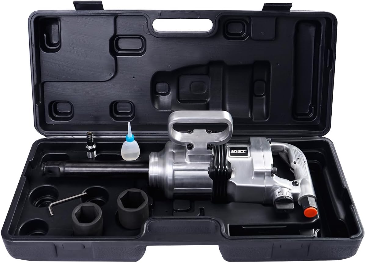ERGOMASTER Air Impact Wrench Gun 1 Inch High Torque, Pneumatic Impact Wrench Set Heavy Duty with D Handle, Carrying Case, 4200 RPM, for Car, Equipment Repair