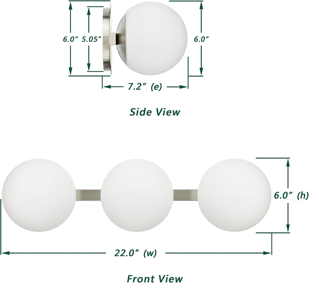 Bathroom Vanity Light Fixtures, Modern 3 Lights Globe Wall Sconce Lighting Brushed Nickel, Porch Wall Mount Light Fixture for Bathroom, Mirror Cabinets Hallway Stairs