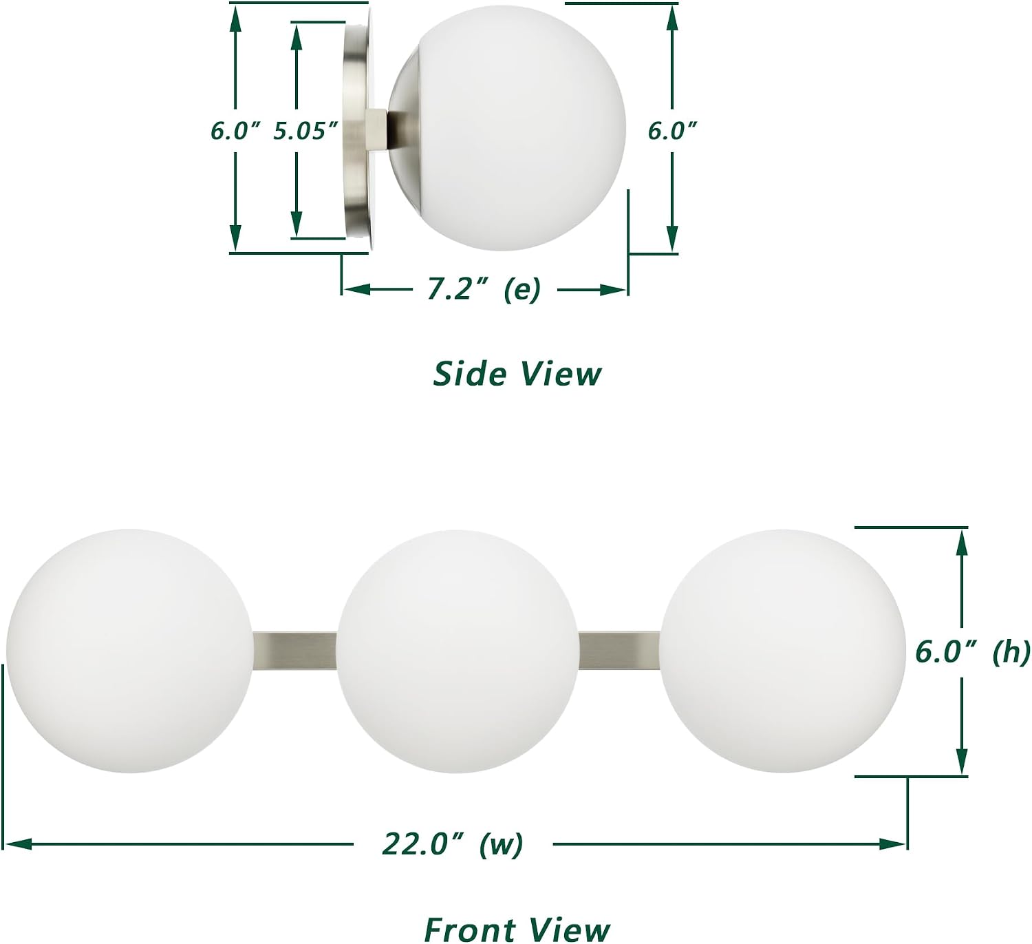 Bathroom Vanity Light Fixtures, Modern 3 Lights Globe Wall Sconce Lighting Brushed Nickel, Porch Wall Mount Light Fixture for Bathroom, Mirror Cabinets Hallway Stairs