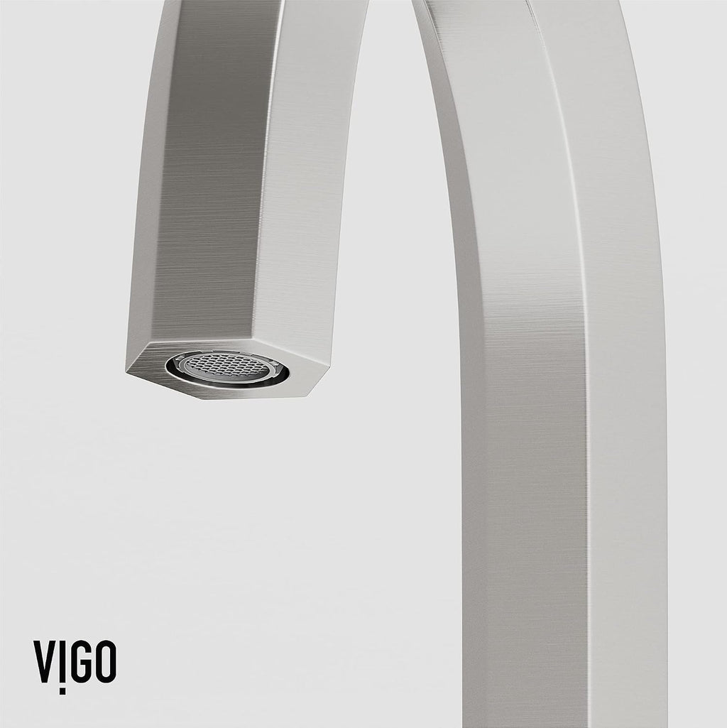 VIGO Hart Two-Handle Three-Hole Mount Widespread Bathroom Sink Faucet, 9-Inch, Brushed Nickel, Modern Design, Solid Brass, 1.2 GPM WaterSense & Ceramic Disc Valve, Corrosion-Resistant