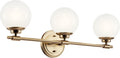 Kichler Benno 3-Light Bathroom Vanity Light Fixture, Modern Wall Mount with Opal Glass in Champagne Bronze, for Bathroom or Powder Room (8.75' x 24.5'), 55172CPZ