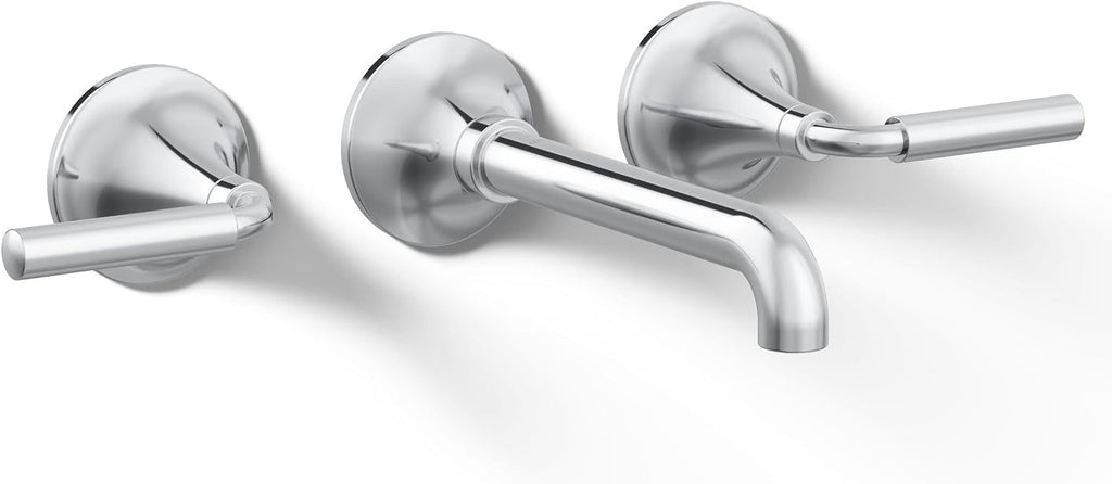 Kohler T26439-4-CP Tone Wall-Mount Bathroom Sink Faucet Set, Bathroom Faucet with Two Lever Handles, Polished Chrome