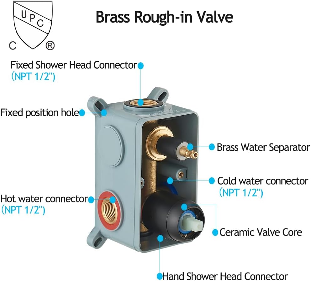 Matte Black Shower System 16 Inch Bathroom Luxury Rain Mixer Shower Combo Set Wall Mounted Rainfall Shower Head and Handheld System Shower Faucet Set Rough-in Valve Body and Trim Kit