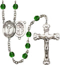 Bonyak Jewelry St. Sebastian/Cheerleading Silver-Plated Rosary - Every Birth Month Color and More