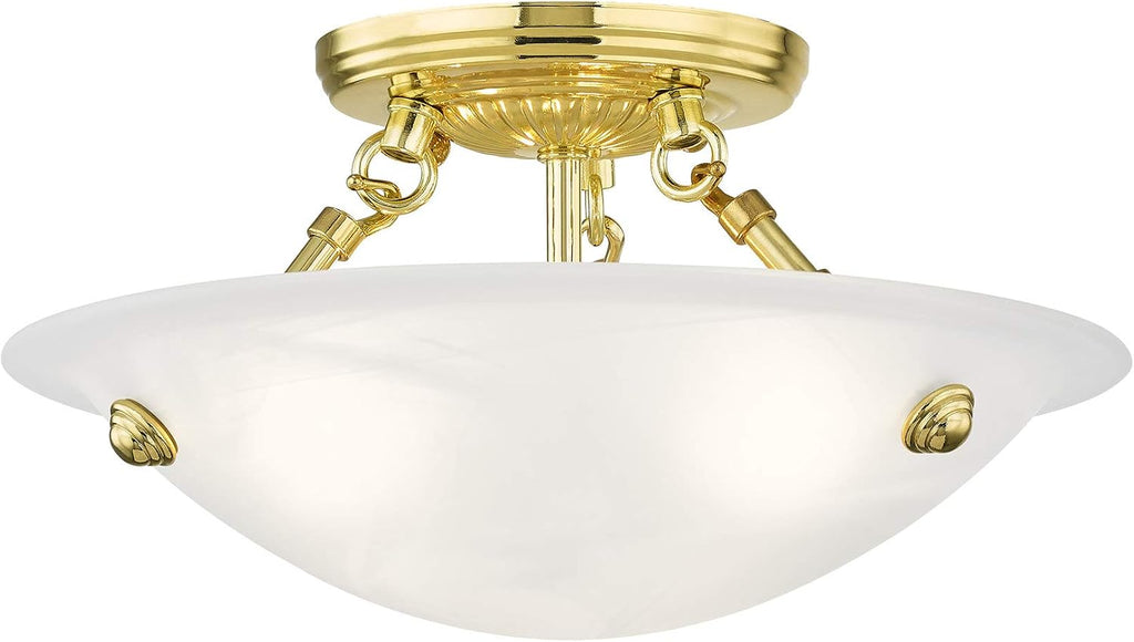 Livex Lighting 4272-02 Oasis 3-Light Ceiling Mount, Polished Brass