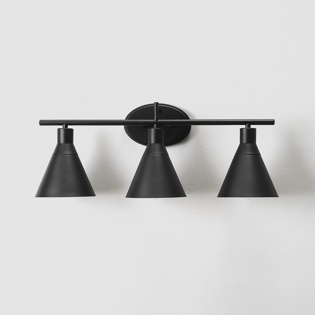 Globe Electric 52060 Tristan 5-Piece All-In-One Bathroom Set, Matte Black, 3-Light Vanity Light, Towel Bar, Toilet Paper Holder, Towel Ring, Robe Hook