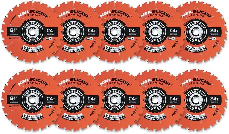 Crescent Industrial Products CSBFR-724-10 Nail Slicer 7-1/4' 24 Tooth Framing Blade - 10 Pack of Blades