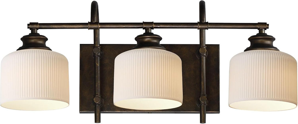 Maxim Lighting Bisque 3-Light Bath Vanity Light | Oil Rubbed Bronze Steel Finish | White Glass Shade | Modern Indoor Light Fixture | Ideal for Bathrooms & Powder Rooms | 21493WTOI